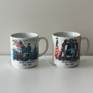 Pair of‎ Bicentennial Mugs American Revolution Liberty Bell George Washington